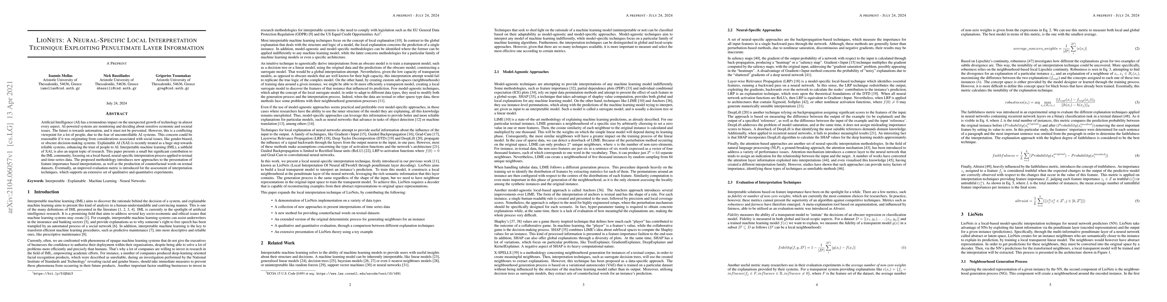 Thumbnail for LioNets: A Neural-Specific Local Interpretation Technique Exploiting
  Penultimate Layer Information