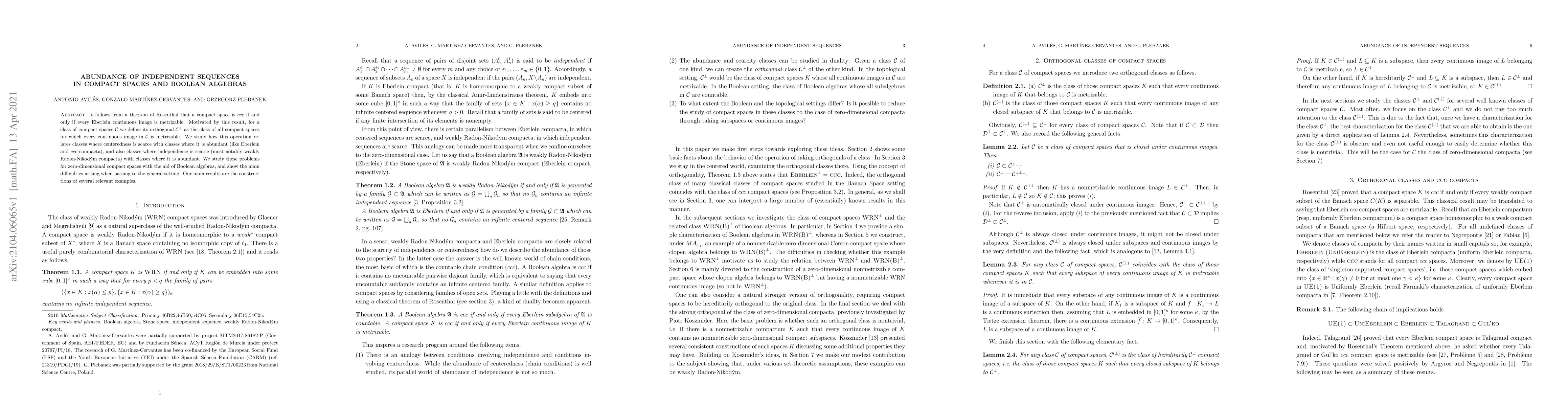 Thumbnail for Abundance of independent sequences in compact spaces and Boolean
  algebras