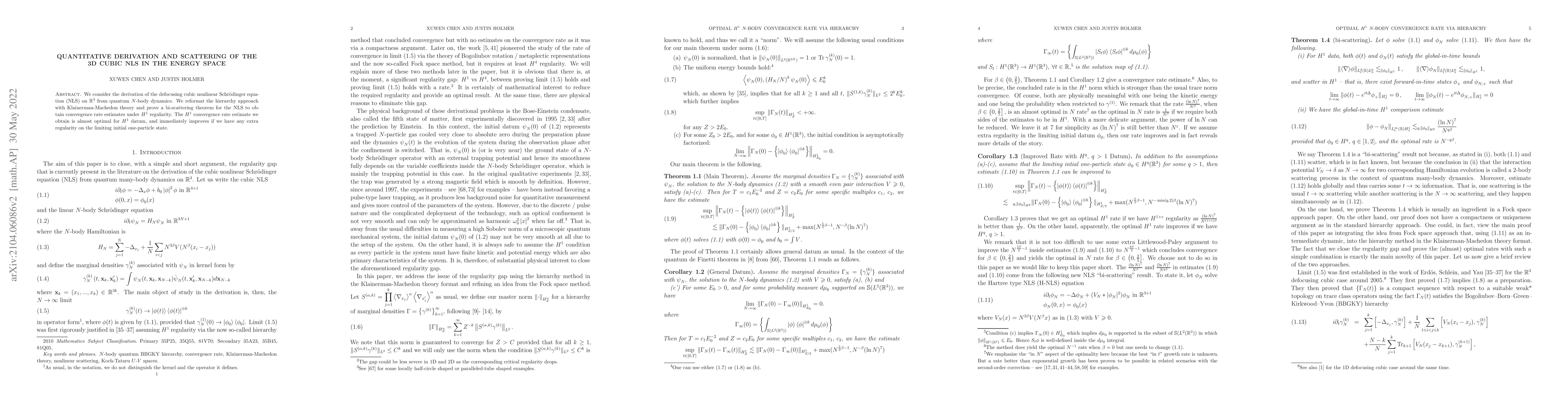 Thumbnail for Quantitative Derivation and Scattering of the 3D Cubic NLS in the Energy
  Space