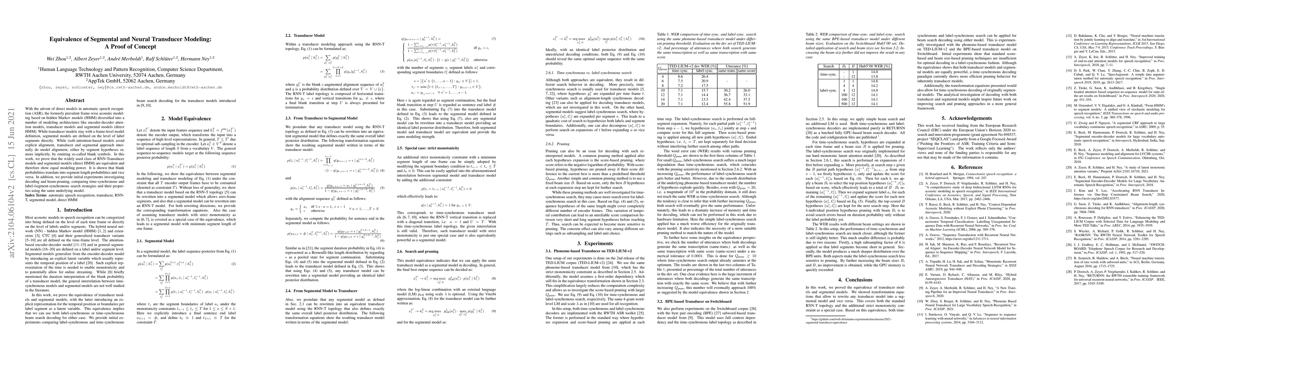 Thumbnail for Equivalence of Segmental and Neural Transducer Modeling: A Proof of
  Concept