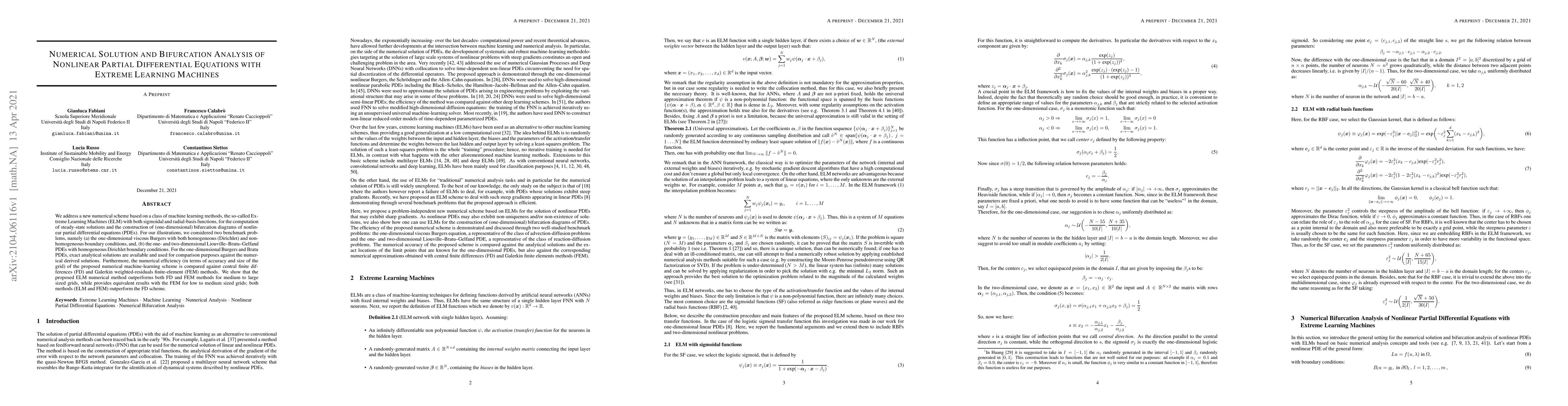 Thumbnail for Numerical Solution and Bifurcation Analysis of Nonlinear Partial
  Differential Equations with Extreme Learning Machines