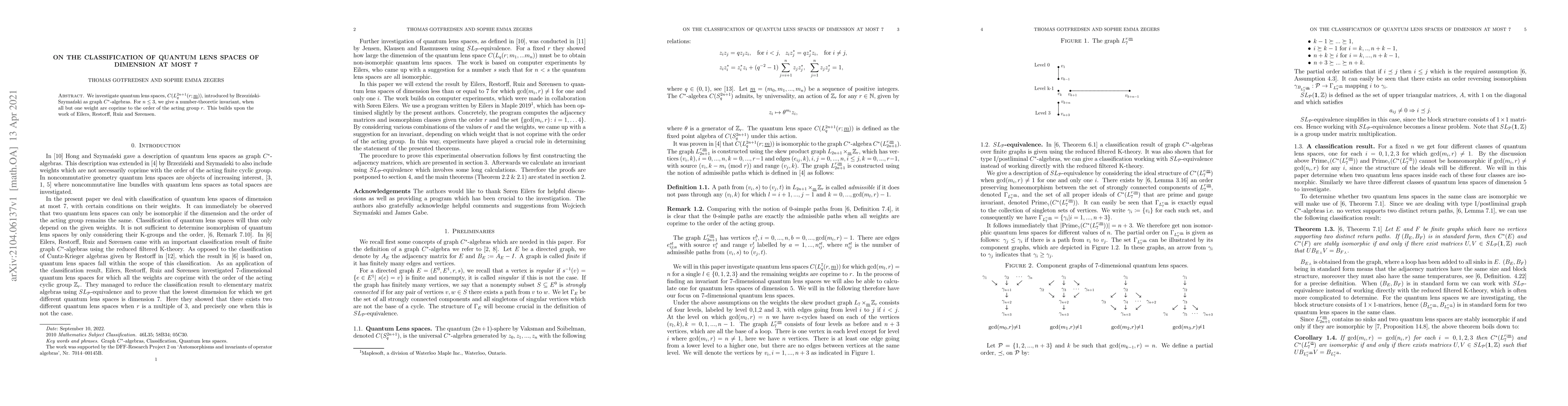 Thumbnail for On The Classification of Quantum Lens Spaces of Dimension at most 7