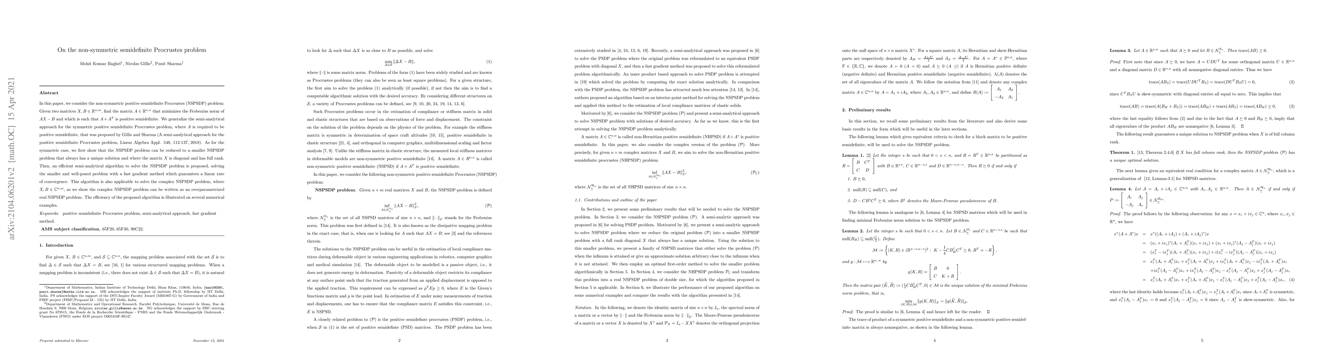 Thumbnail for On the non-symmetric semidefinite Procrustes problem