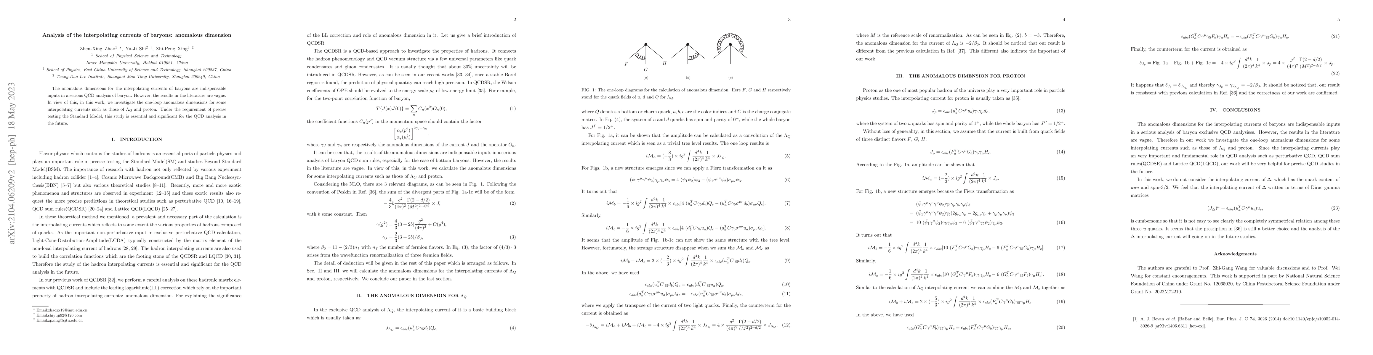 Thumbnail for Analysis of the interpolating currents of baryons: anomalous dimension