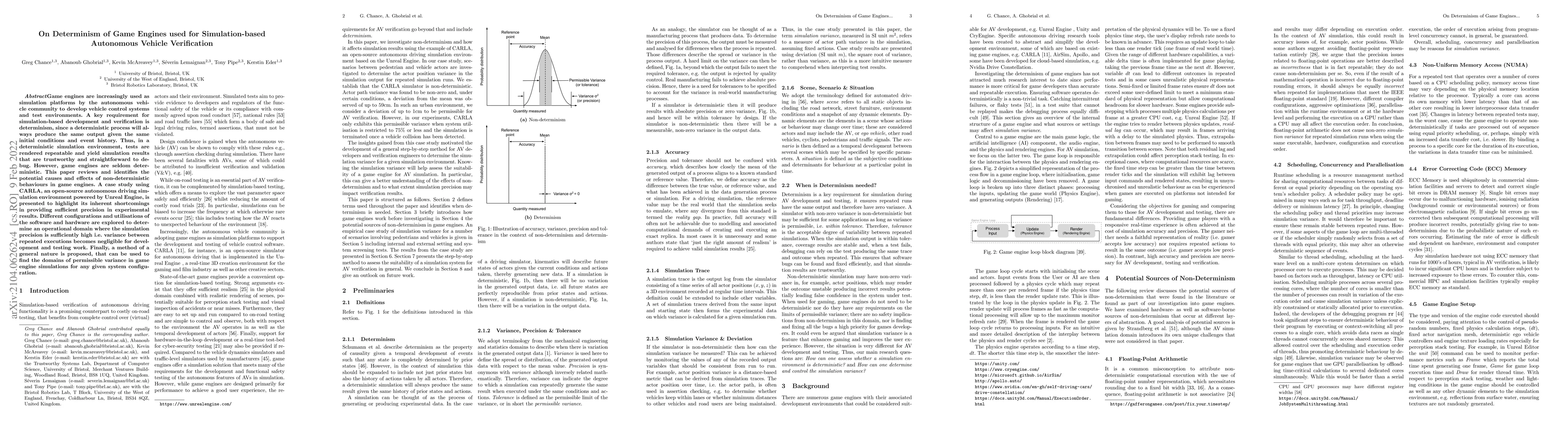 Thumbnail for On Determinism of Game Engines used for Simulation-based Autonomous
  Vehicle Verification