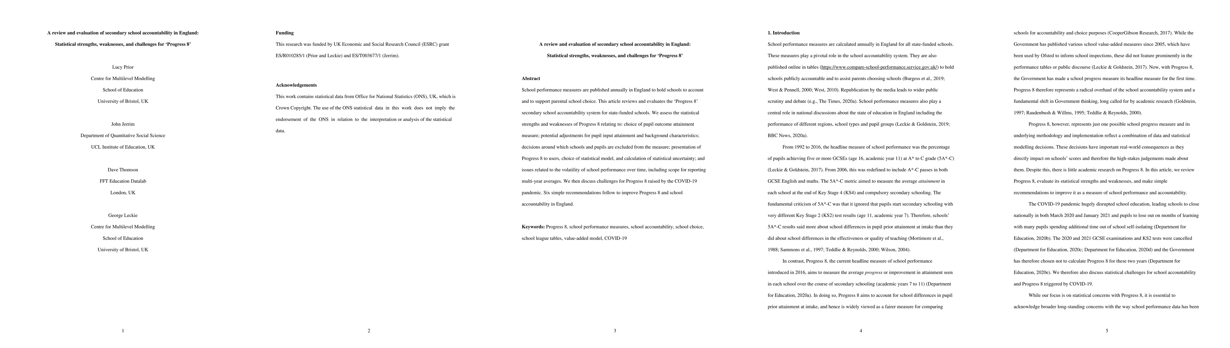 Thumbnail for A review and evaluation of secondary school accountability in England:
  Statistical strengths, weaknesses, and challenges for 'Progress 8'