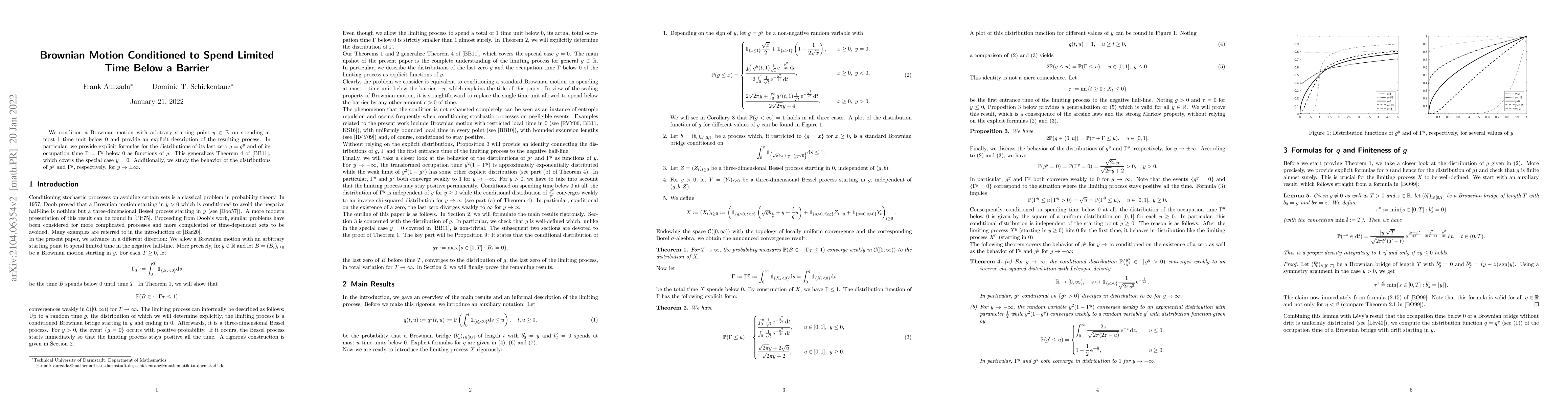 Thumbnail for Brownian Motion Conditioned to Spend Limited Time Below a Barrier
