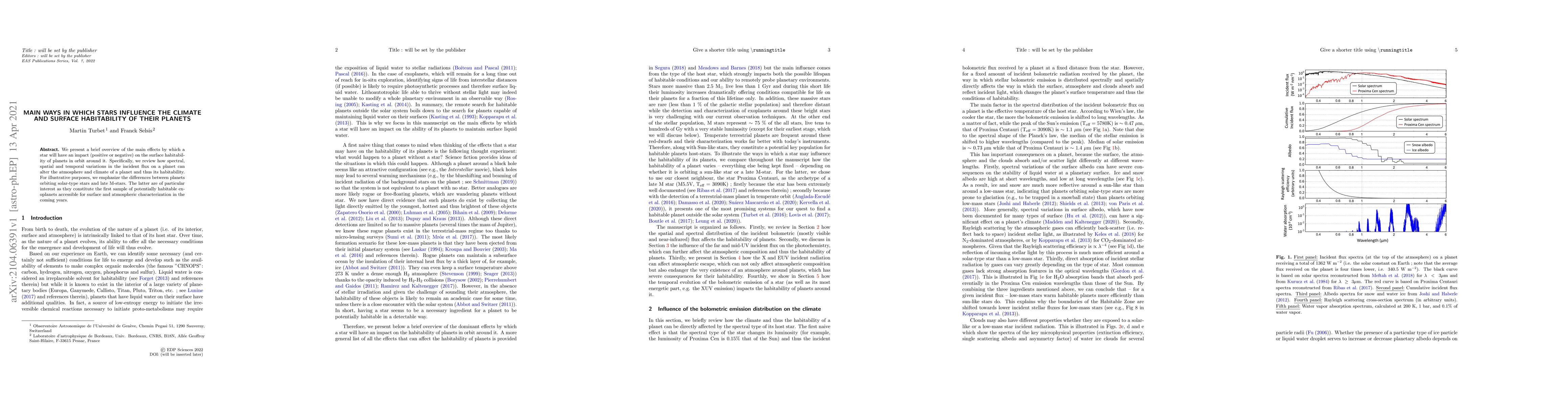 Thumbnail for Main ways in which stars influence the climate and surface habitability
  of their planets