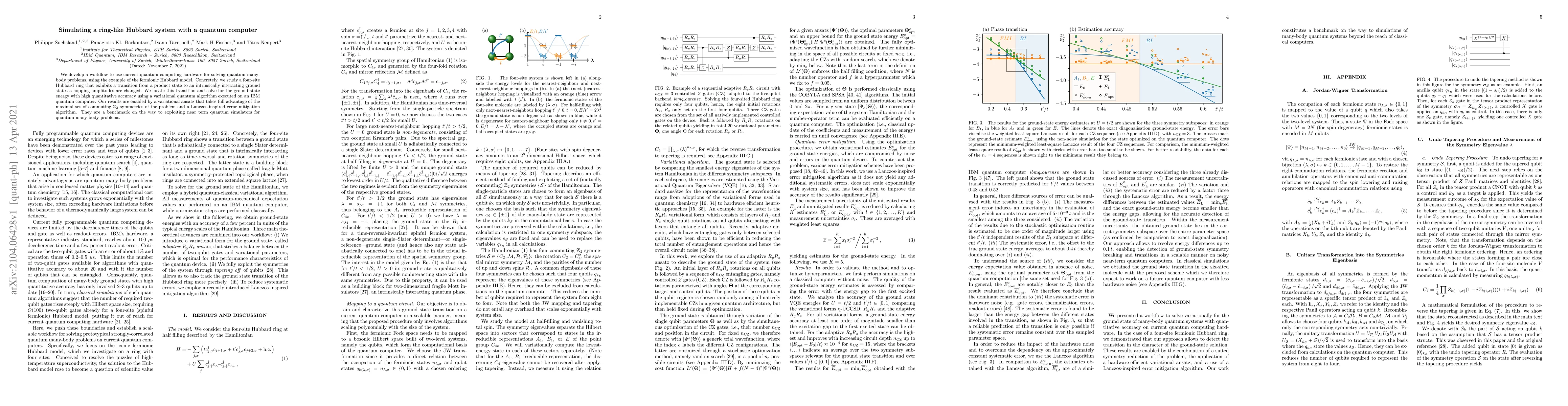 Thumbnail for Simulating a ring-like Hubbard system with a quantum computer