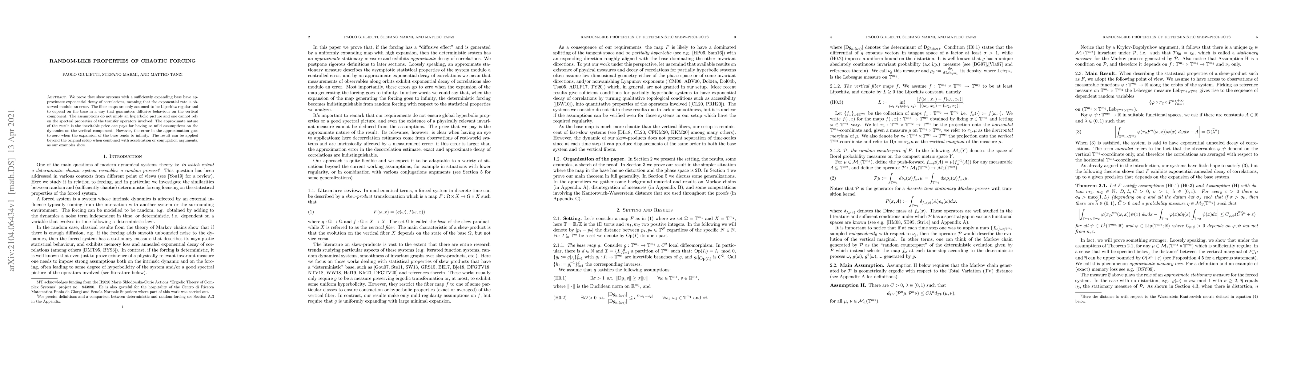 Thumbnail for Random-like properties of chaotic forcing