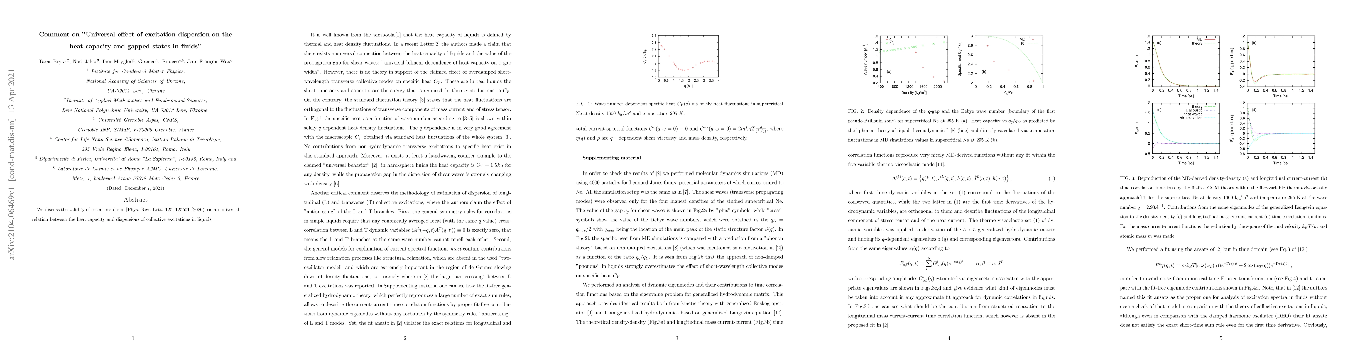 Thumbnail for Comment on "Universal effect of excitation dispersion on the heat
  capacity and gapped states in fluids"
