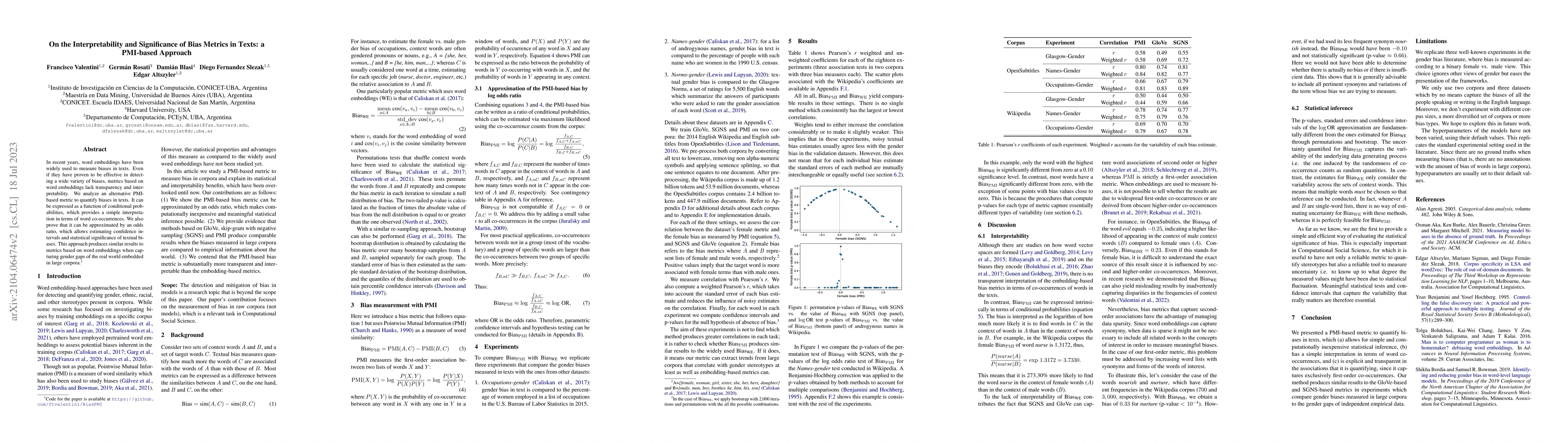 Thumbnail for On the Interpretability and Significance of Bias Metrics in Texts: a
  PMI-based Approach