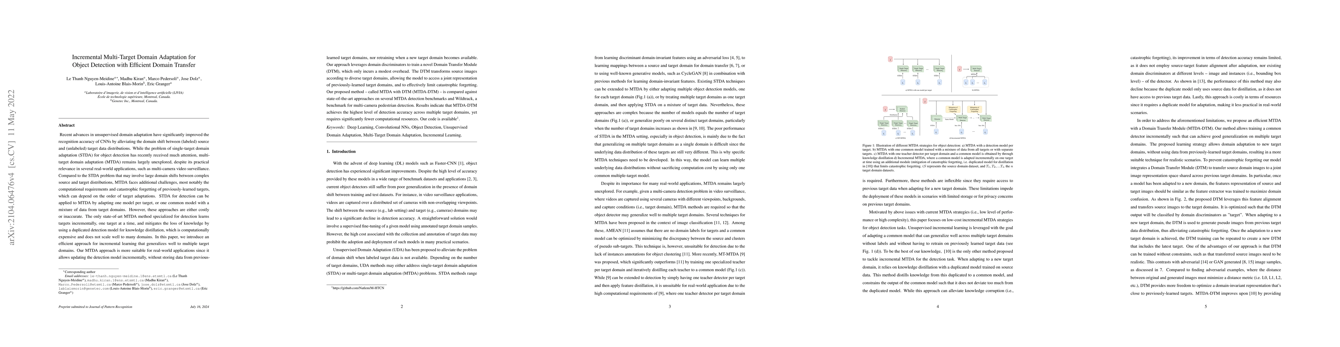 Thumbnail for Incremental Multi-Target Domain Adaptation for Object Detection with
  Efficient Domain Transfer