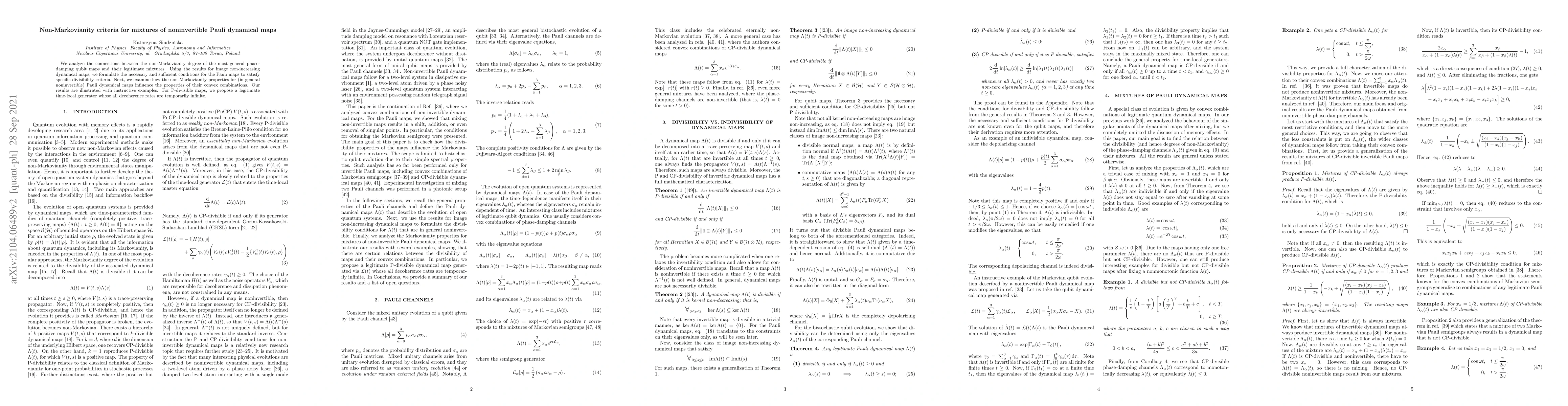 Thumbnail for Non-Markovianity criteria for mixtures of noninvertible Pauli dynamical
  maps