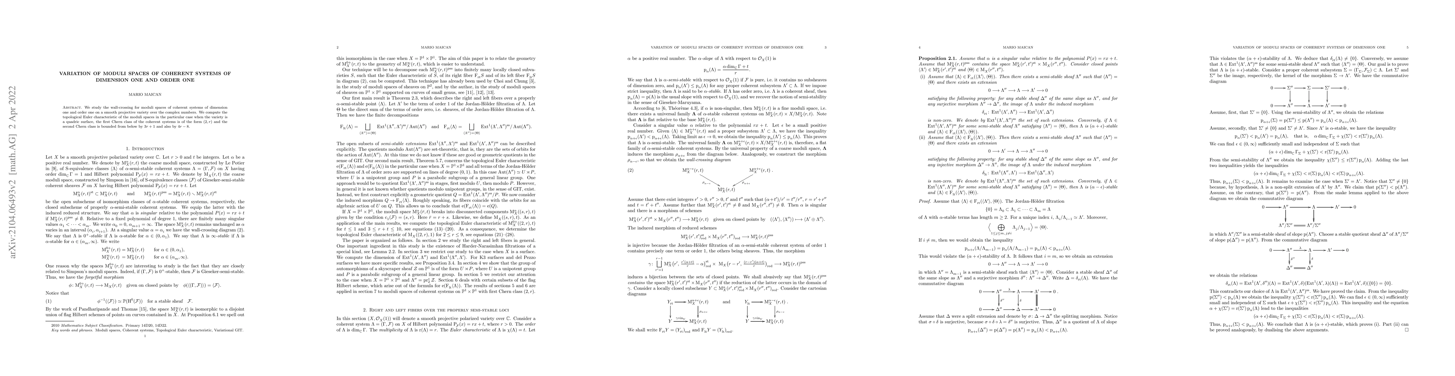 Thumbnail for Variation of moduli spaces of coherent systems of dimension one and
  order one