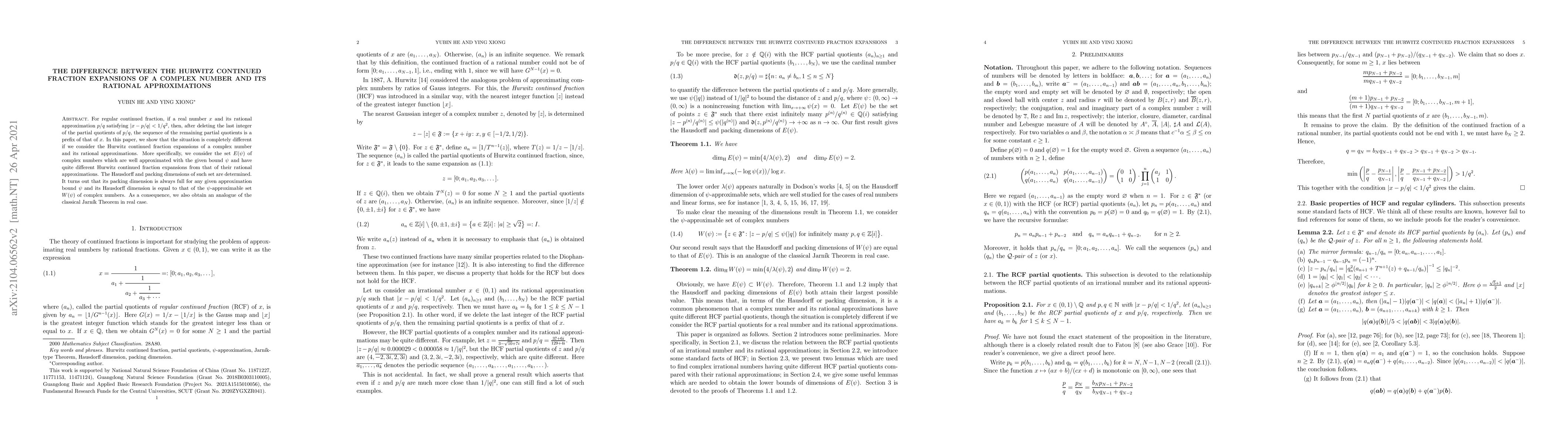Thumbnail for The difference between the Hurwitz continued fraction expansions of a
  complex number and its rational approximations