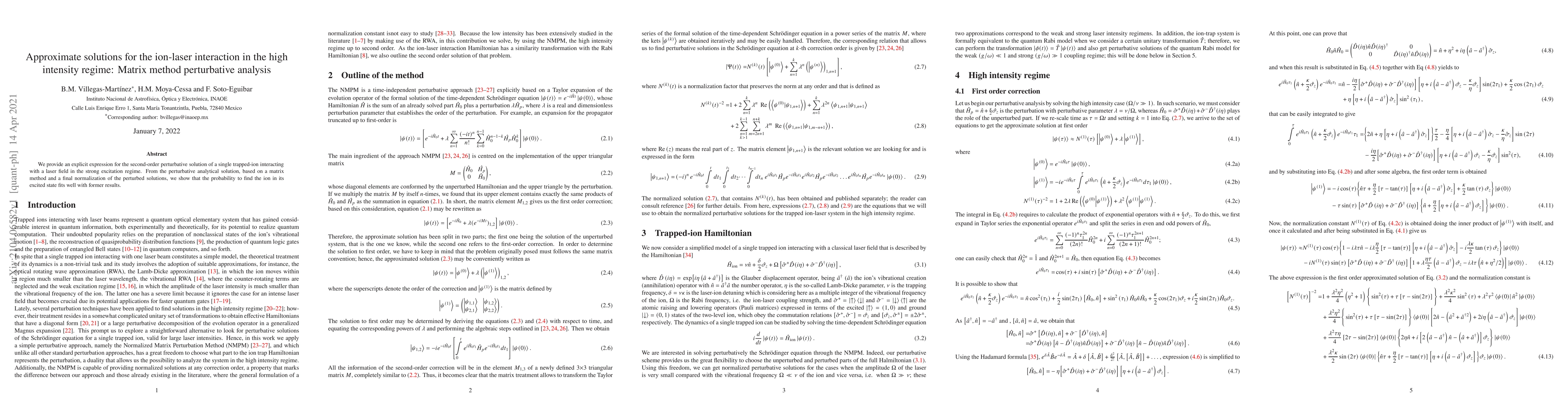 Thumbnail for Approximate solutions for the ion-laser interaction in the high
  intensity regime: Matrix method perturbative analysis