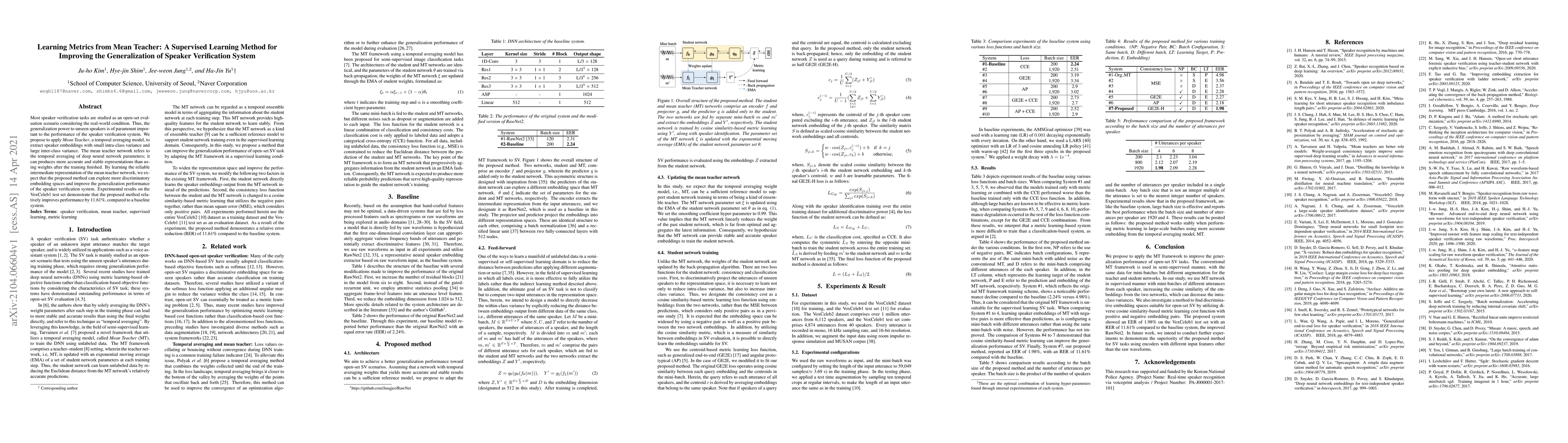 Thumbnail for Learning Metrics from Mean Teacher: A Supervised Learning Method for
  Improving the Generalization of Speaker Verification System