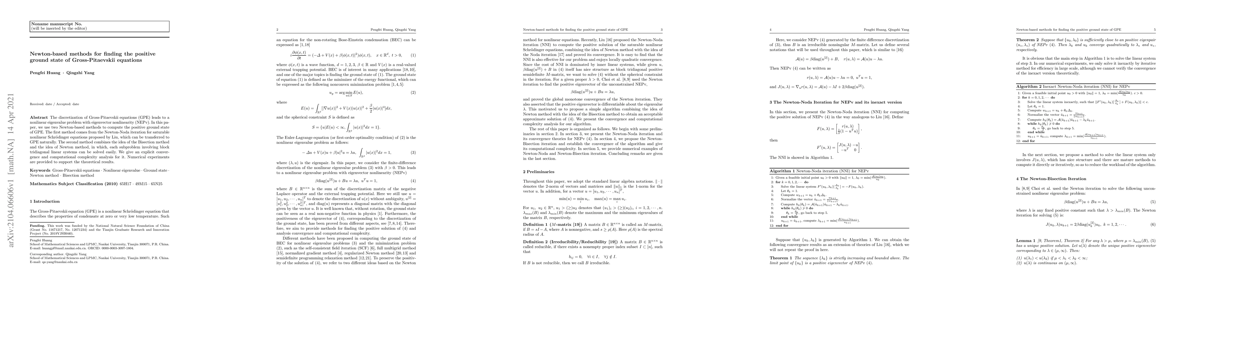 Thumbnail for Newton-based methods for finding the positive ground state of
  Gross-Pitaevskii equations