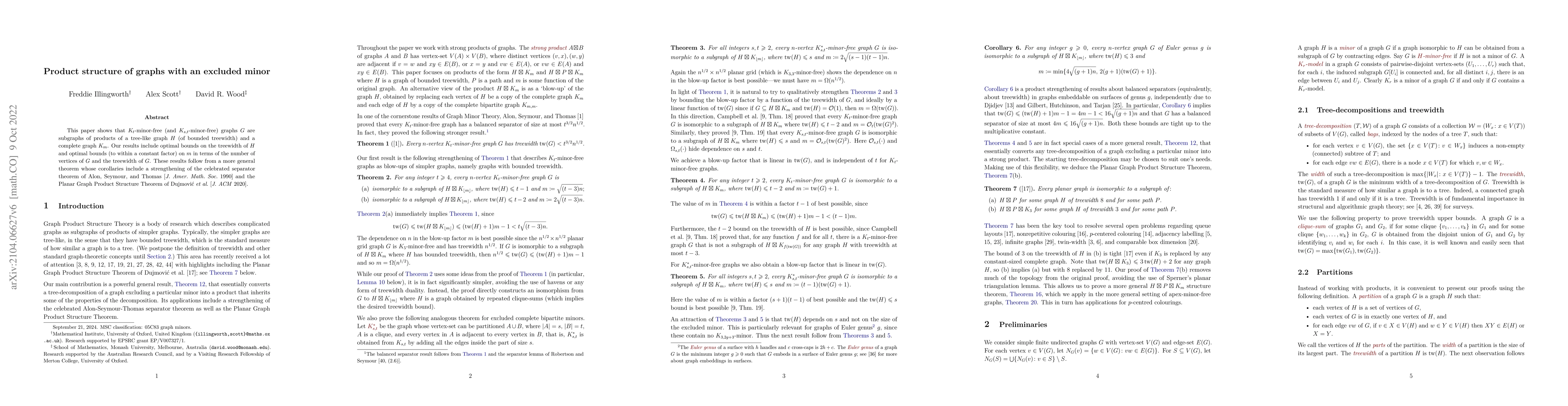 Thumbnail for Product structure of graphs with an excluded minor