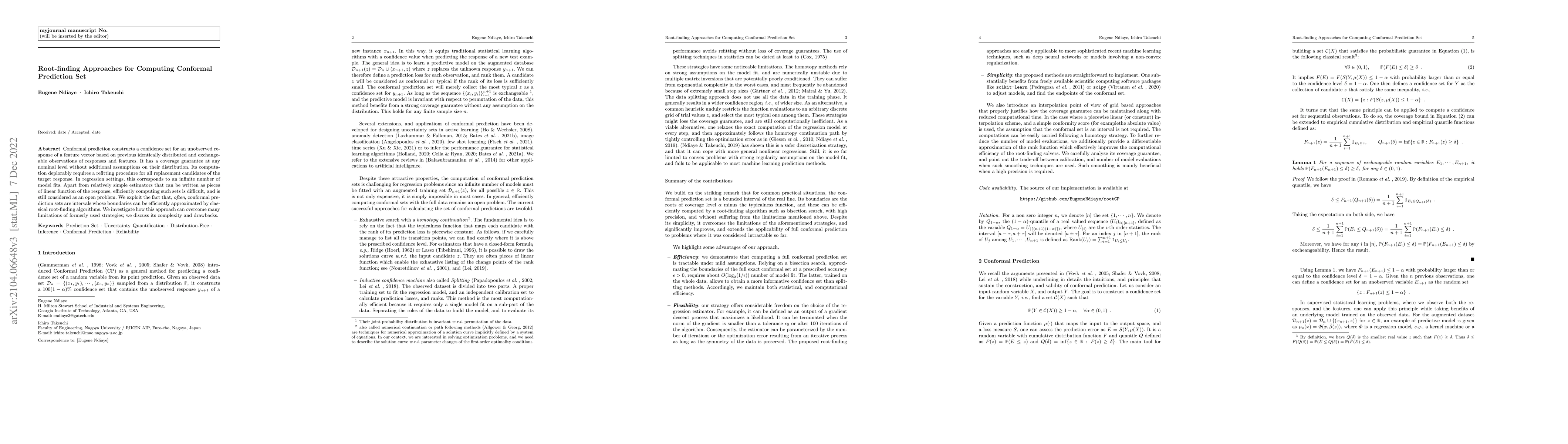 Thumbnail for Root-finding Approaches for Computing Conformal Prediction Set