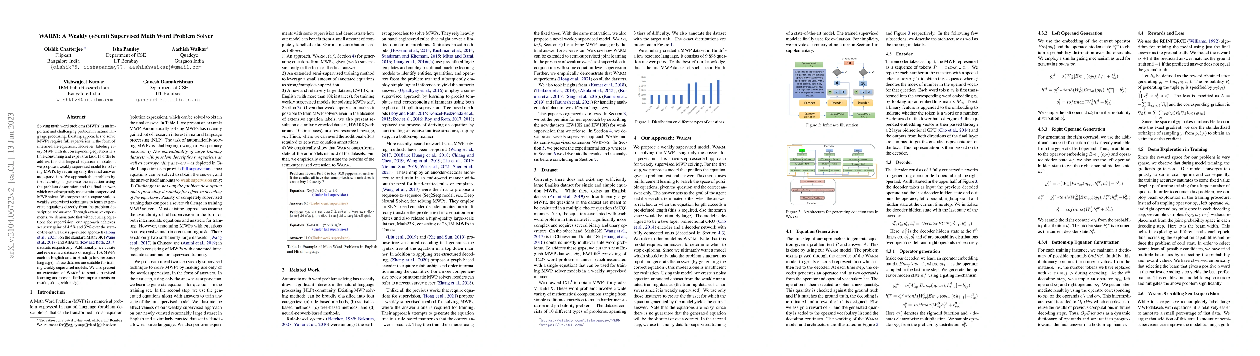 Thumbnail for WARM: A Weakly (+Semi) Supervised Model for Solving Math word Problems