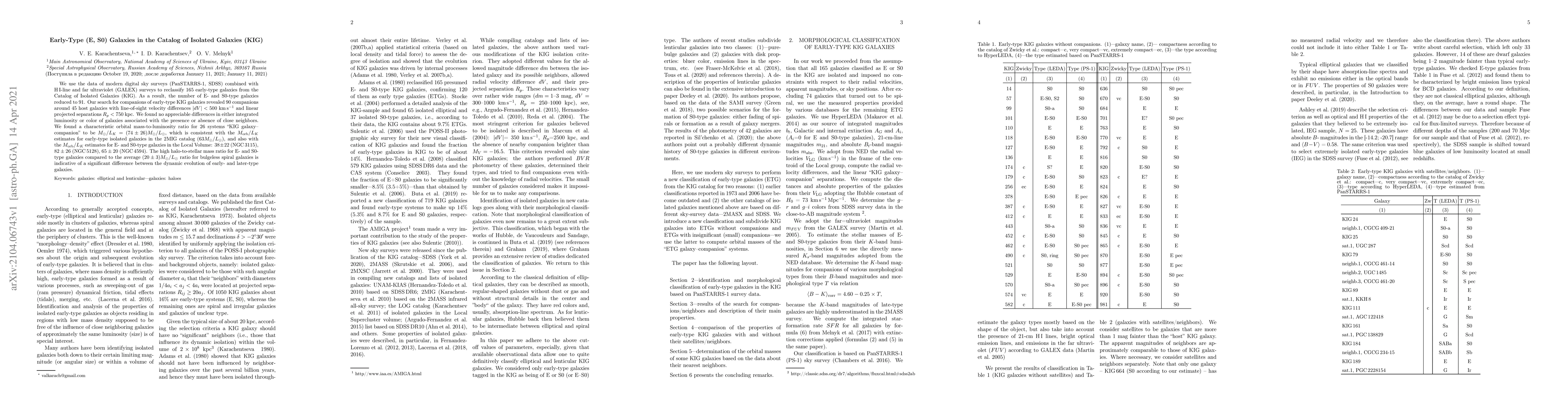 Thumbnail for Early-Type (E, S0) Galaxies in the Catalog of Isolated Galaxies (KIG)