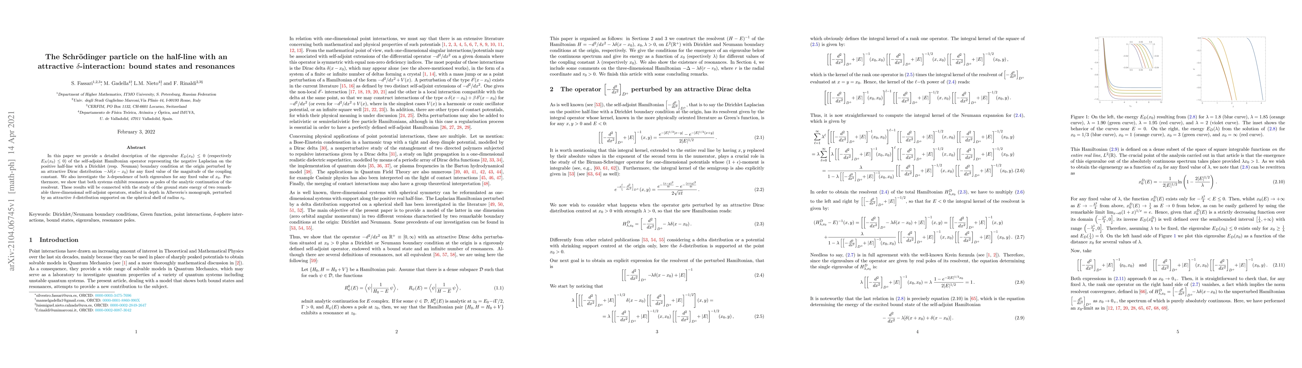 Thumbnail for The Schr\"odinger particle on the half-line with an attractive
  $\delta$-interaction: bound states and resonances