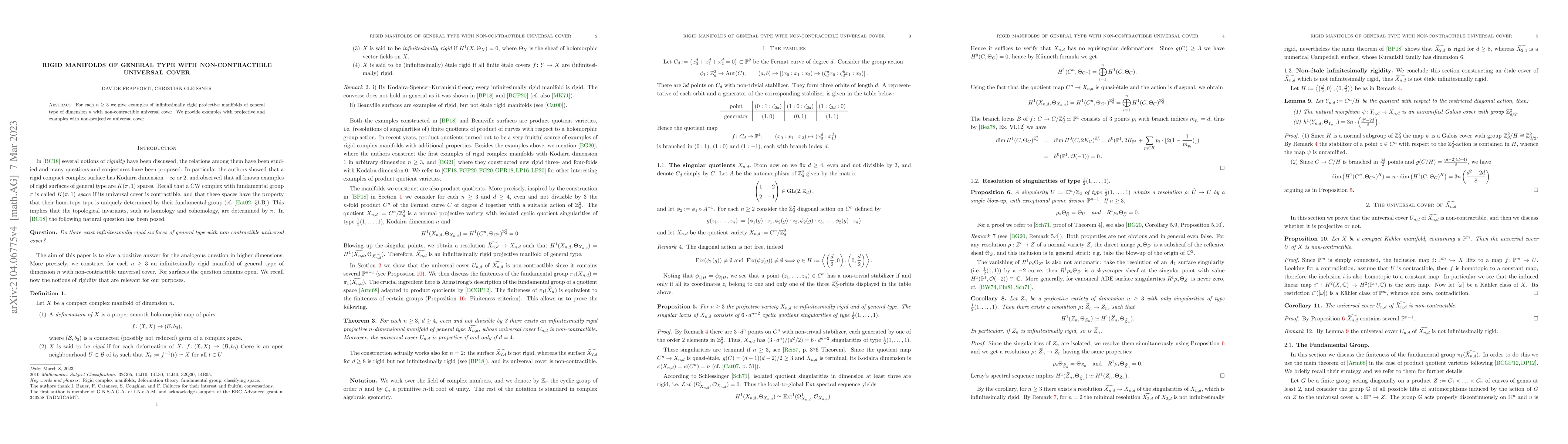Thumbnail for Rigid Manifolds of general type with non-contractible universal cover