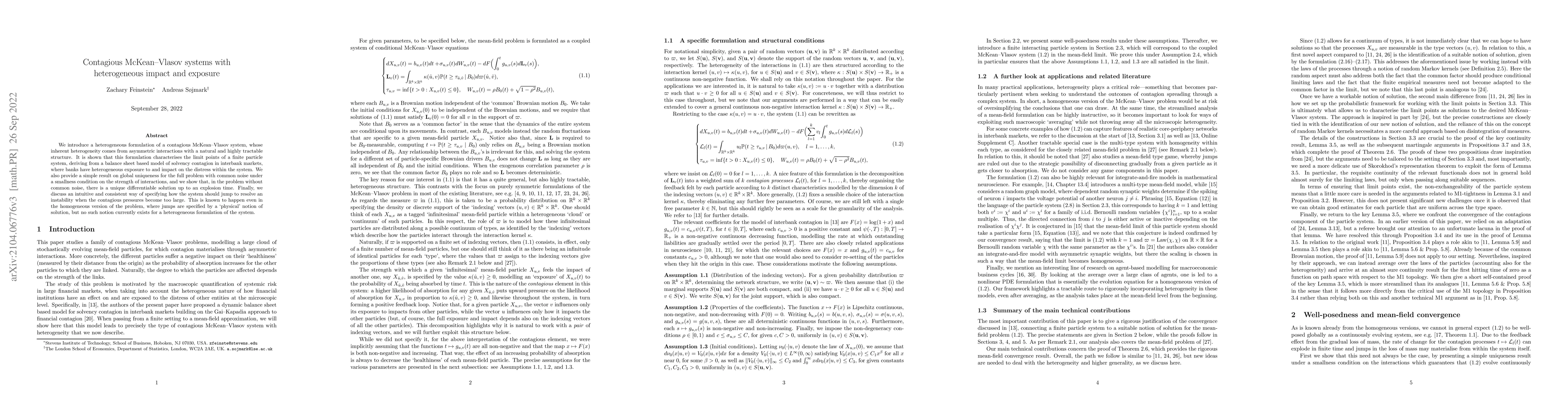 Thumbnail for Contagious McKean-Vlasov systems with heterogeneous impact and exposure
