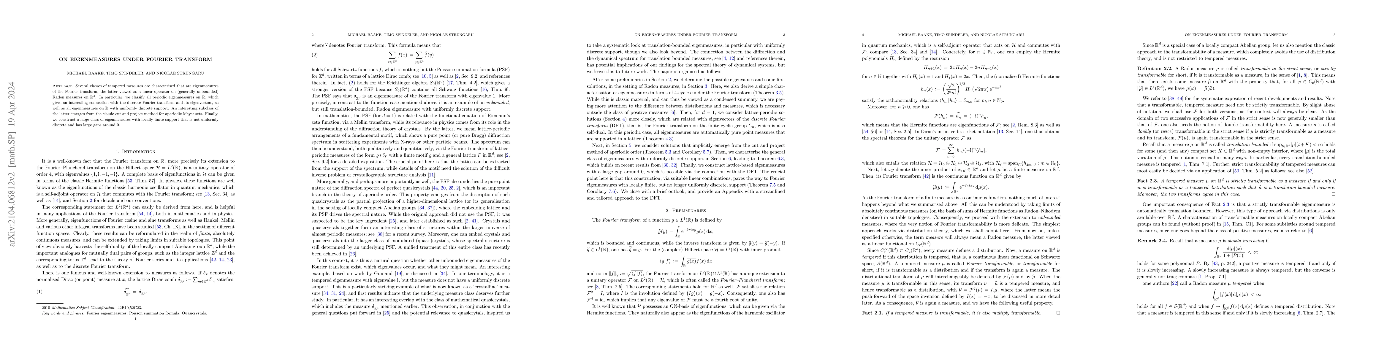 Thumbnail for On eigenmeasures under Fourier transform