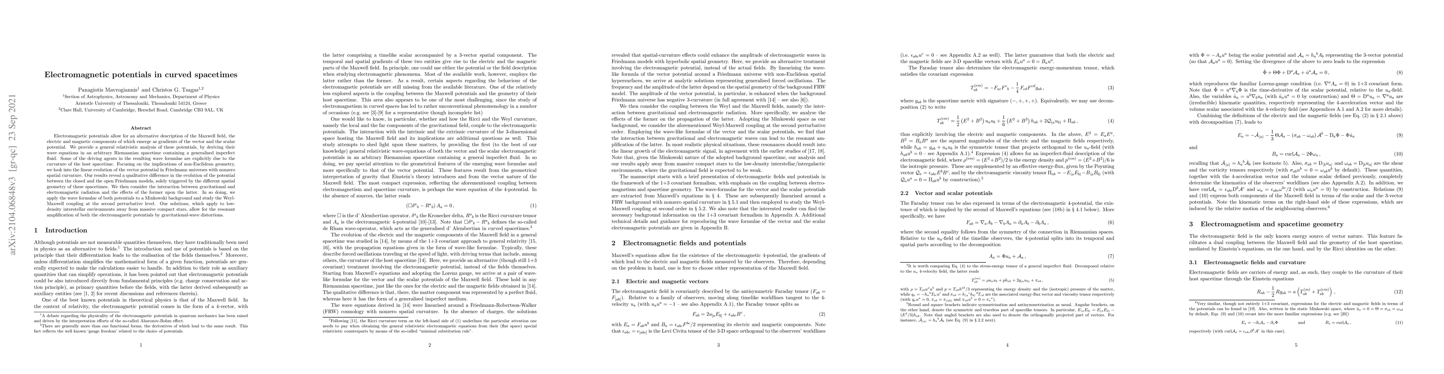 Thumbnail for Electromagnetic potentials in curved spacetimes