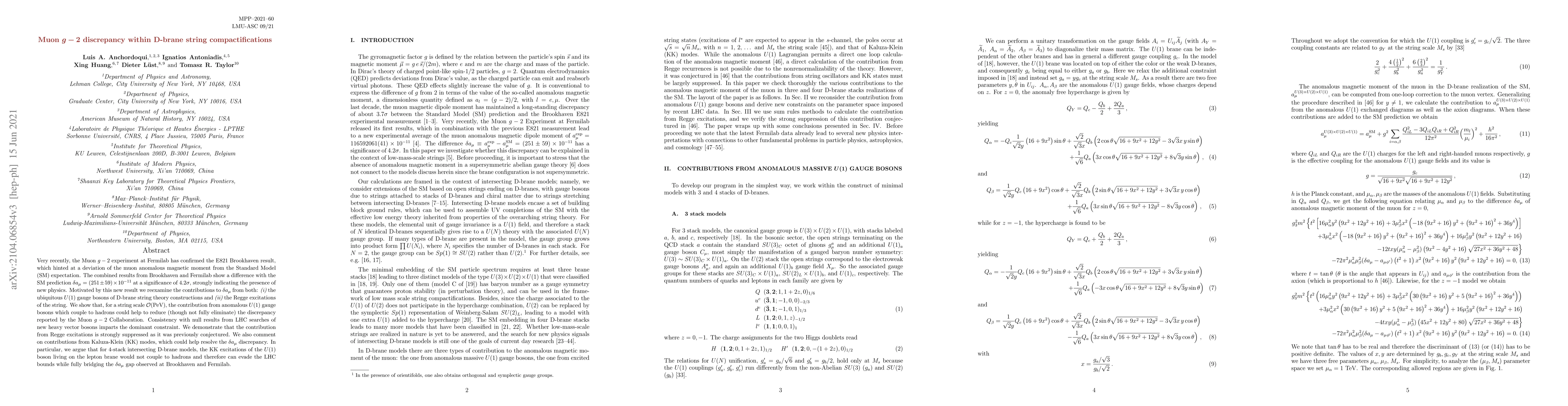 Thumbnail for Muon ${g-2}$ discrepancy within D-brane string compactifications