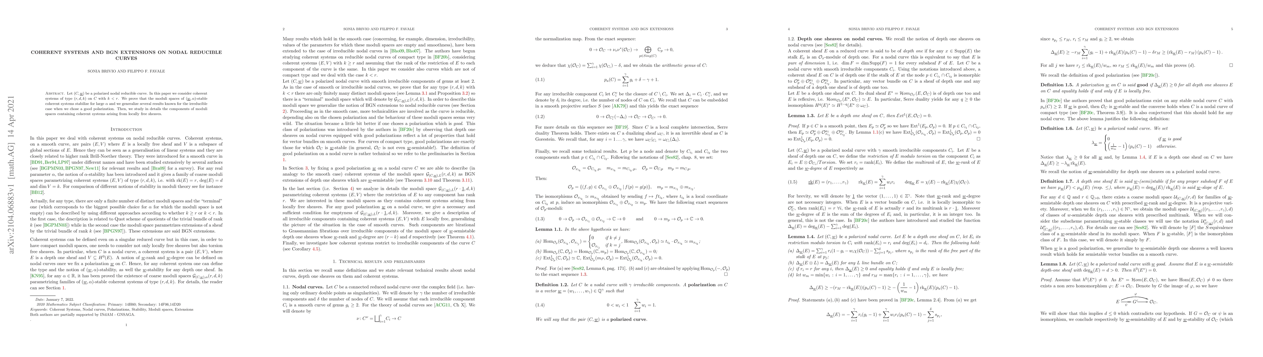 Thumbnail for Coherent systems and BGN extensions on nodal reducible curves