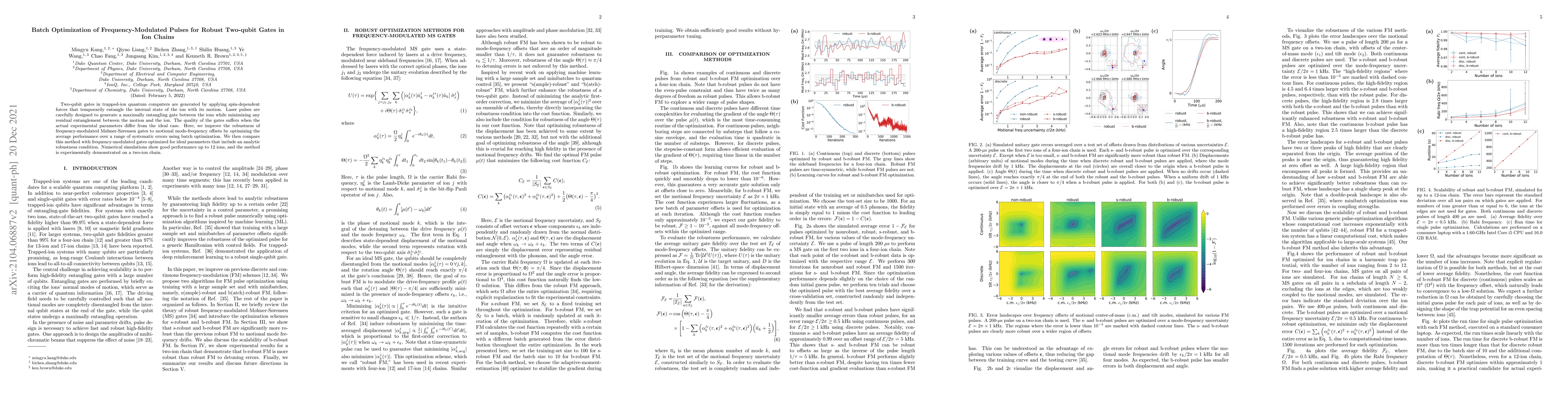 Thumbnail for Batch Optimization of Frequency-Modulated Pulses for Robust Two-qubit
  Gates in Ion Chains