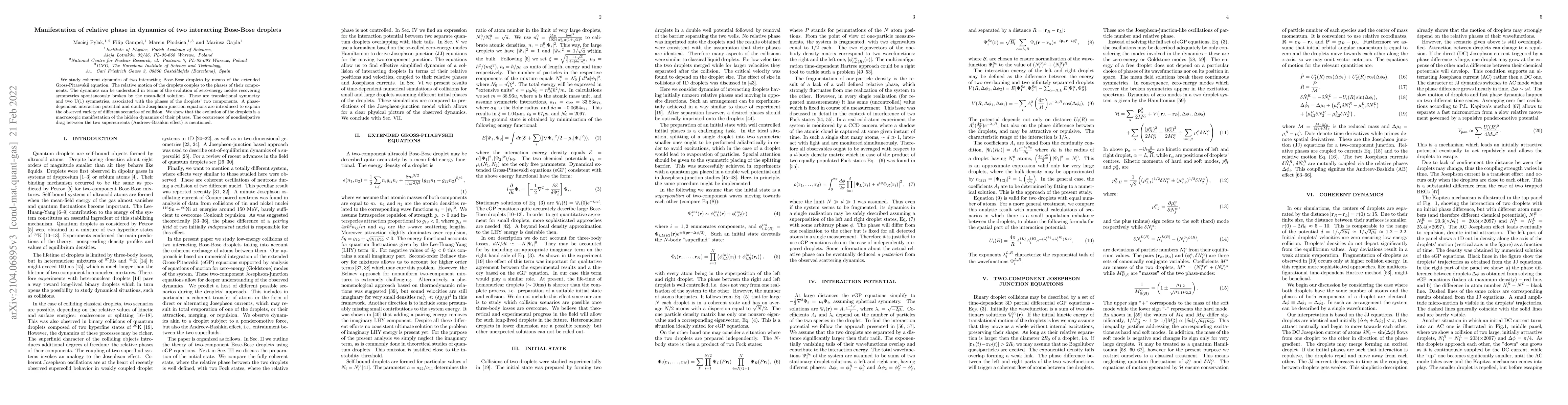Thumbnail for Manifestation of relative phase in dynamics of two interacting Bose-Bose
  droplets