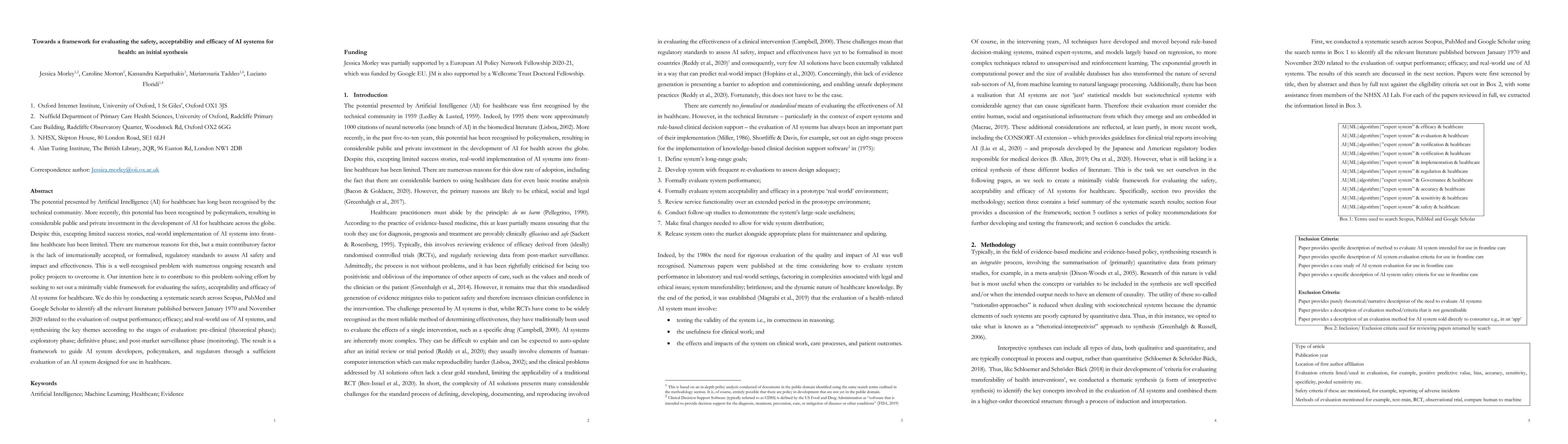 Thumbnail for Towards a framework for evaluating the safety, acceptability and
  efficacy of AI systems for health: an initial synthesis