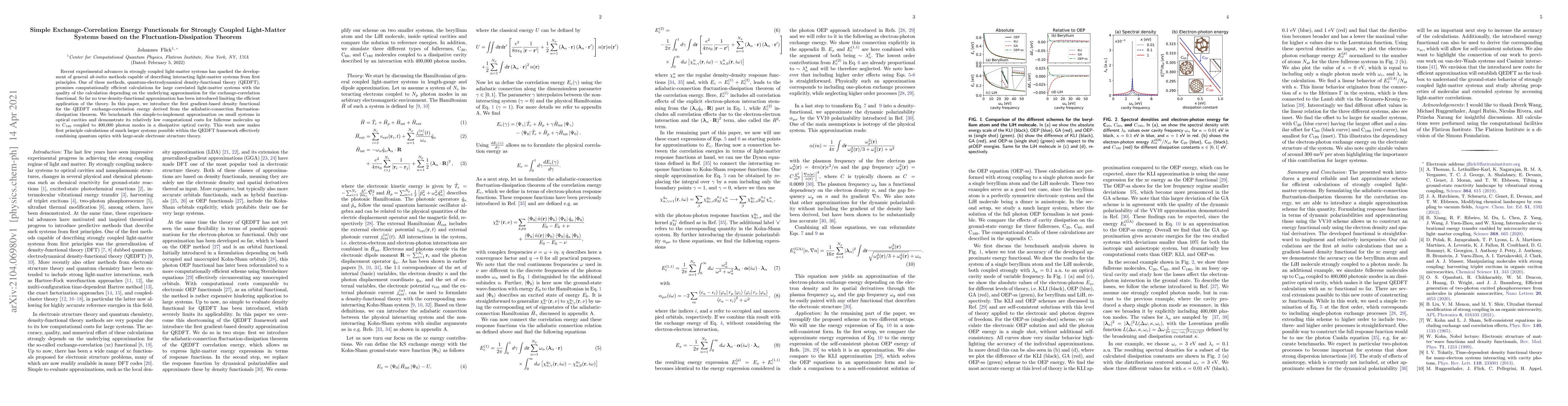Thumbnail for Simple Exchange-Correlation Energy Functionals for Strongly Coupled
  Light-Matter Systems based on the Fluctuation-Dissipation Theorem