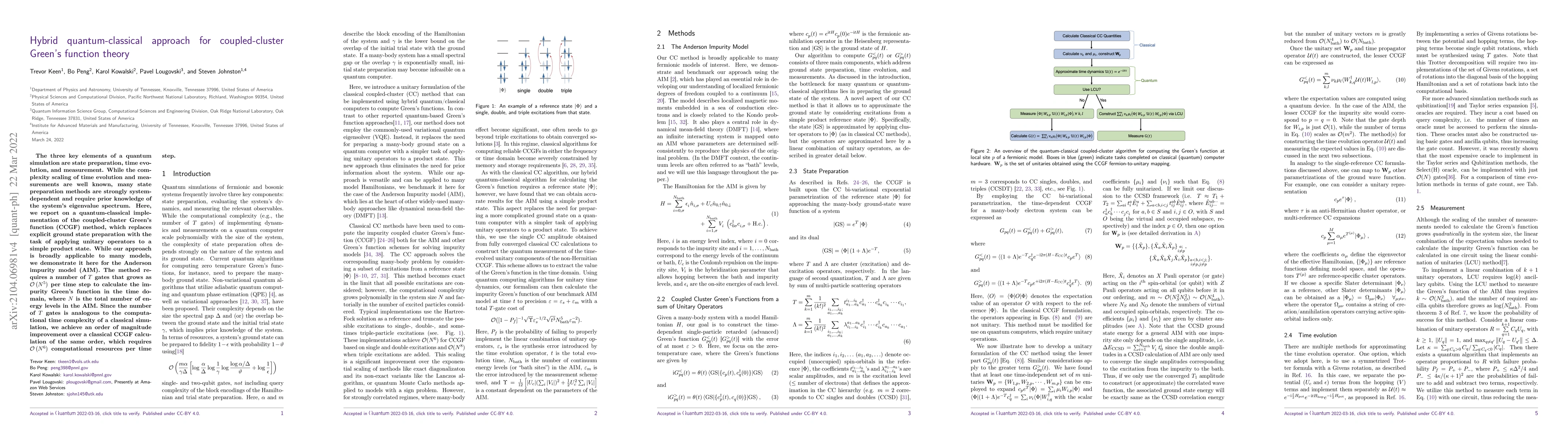 Thumbnail for Hybrid quantum-classical approach for coupled-cluster Green's function
  theory