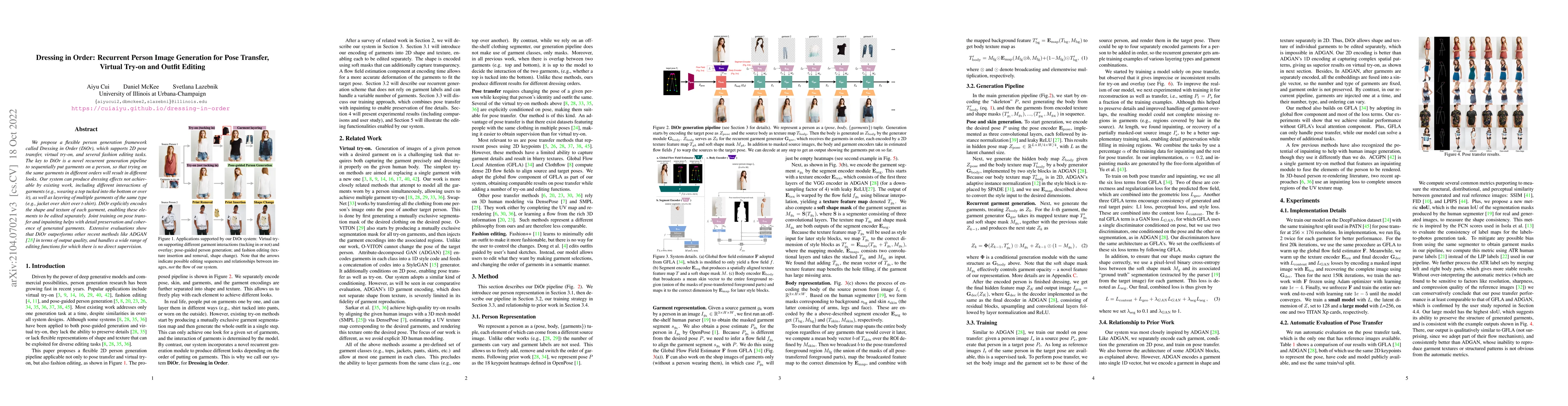 Thumbnail for Dressing in Order: Recurrent Person Image Generation for Pose Transfer,
  Virtual Try-on and Outfit Editing