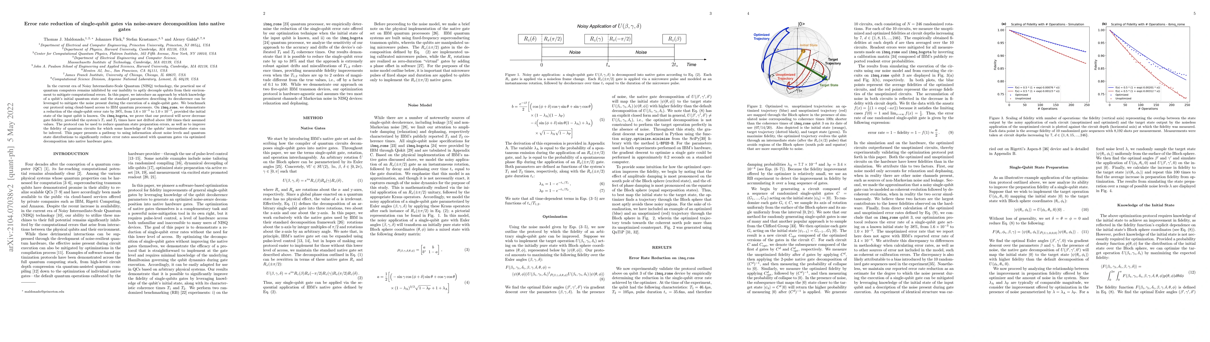 Thumbnail for Error rate reduction of single-qubit gates via noise-aware decomposition
  into native gates