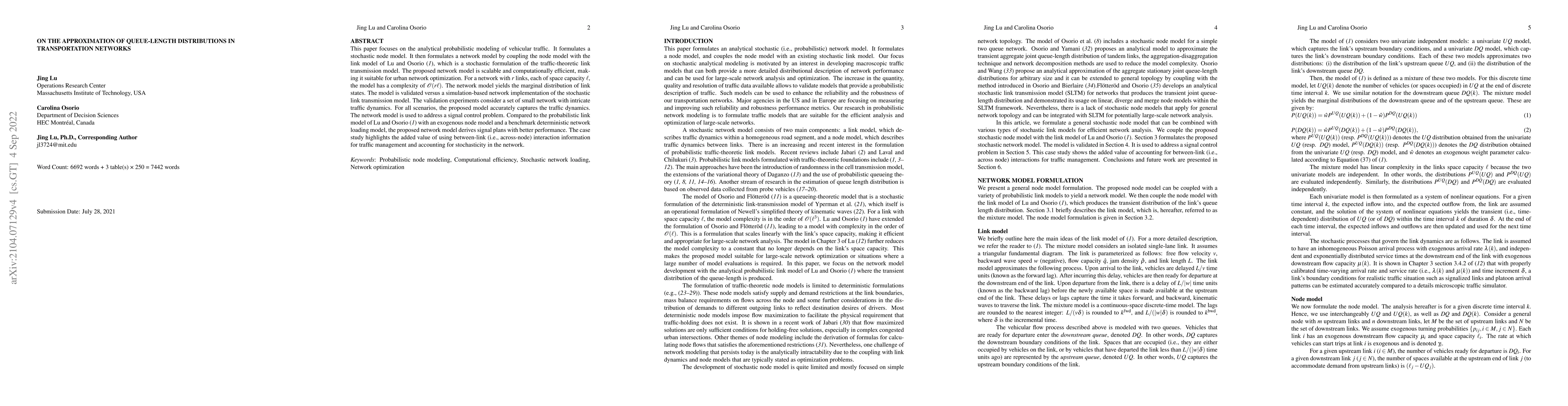 Thumbnail for On the approximation of queue-length distributions in transportation
  networks