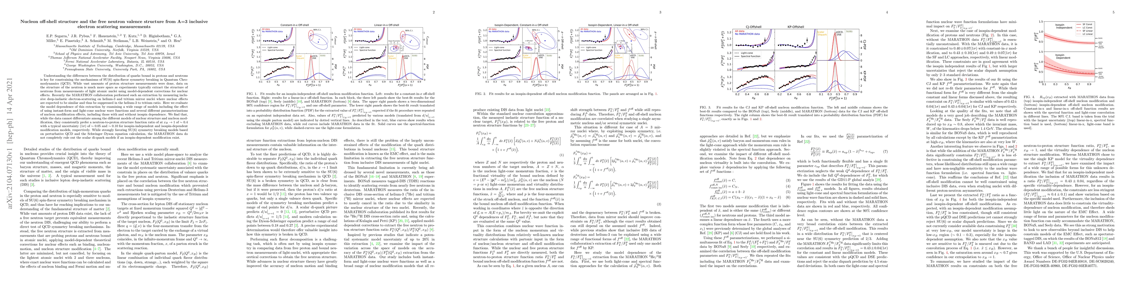 Thumbnail for Nucleon off-shell structure and the free neutron valence structure from
  A=3 inclusive electron scattering measurements