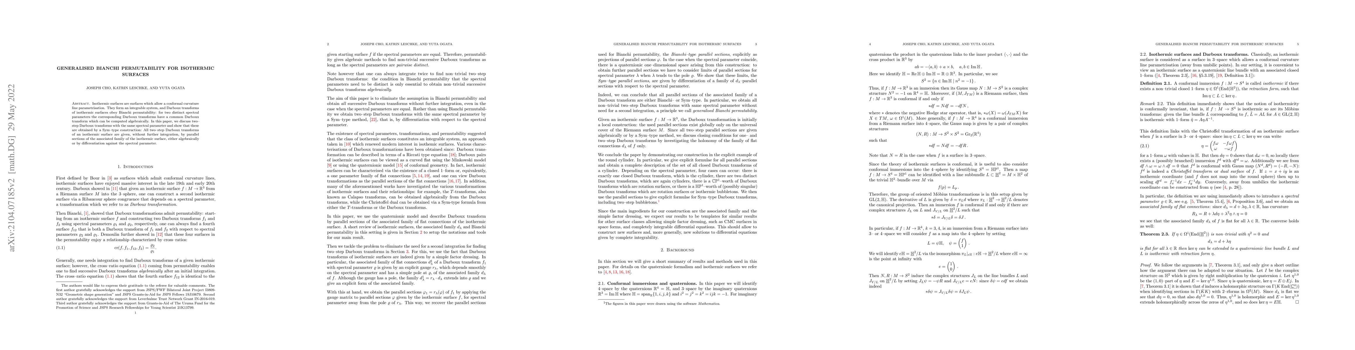 Thumbnail for Generalised Bianchi permutability for isothermic surfaces