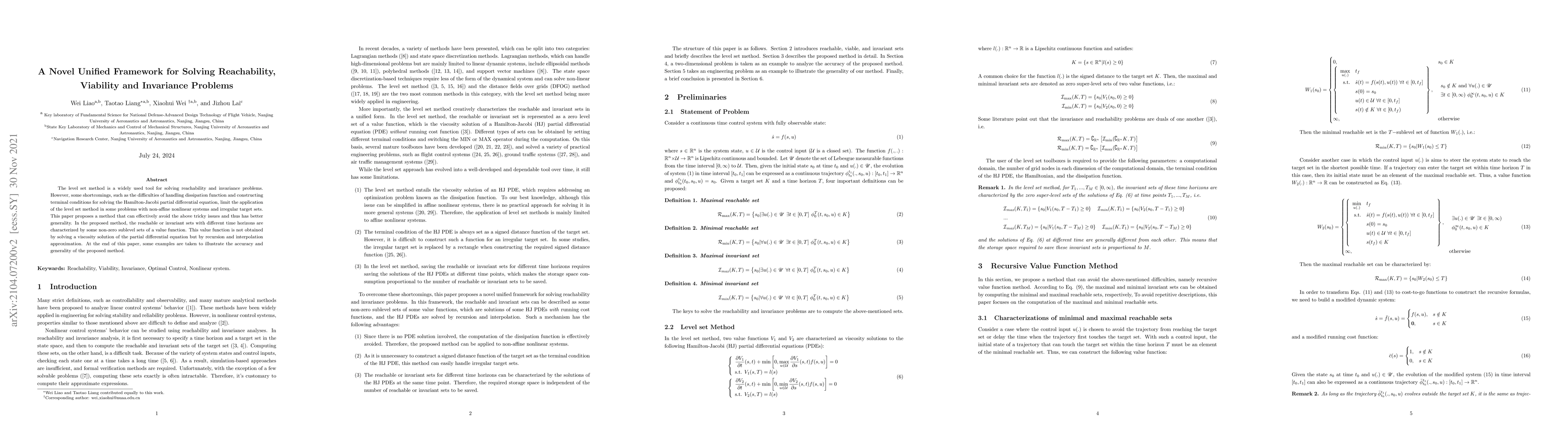 Thumbnail for A Novel Unified Framework for Solving Reachability, Viability and
  Invariance Problems
