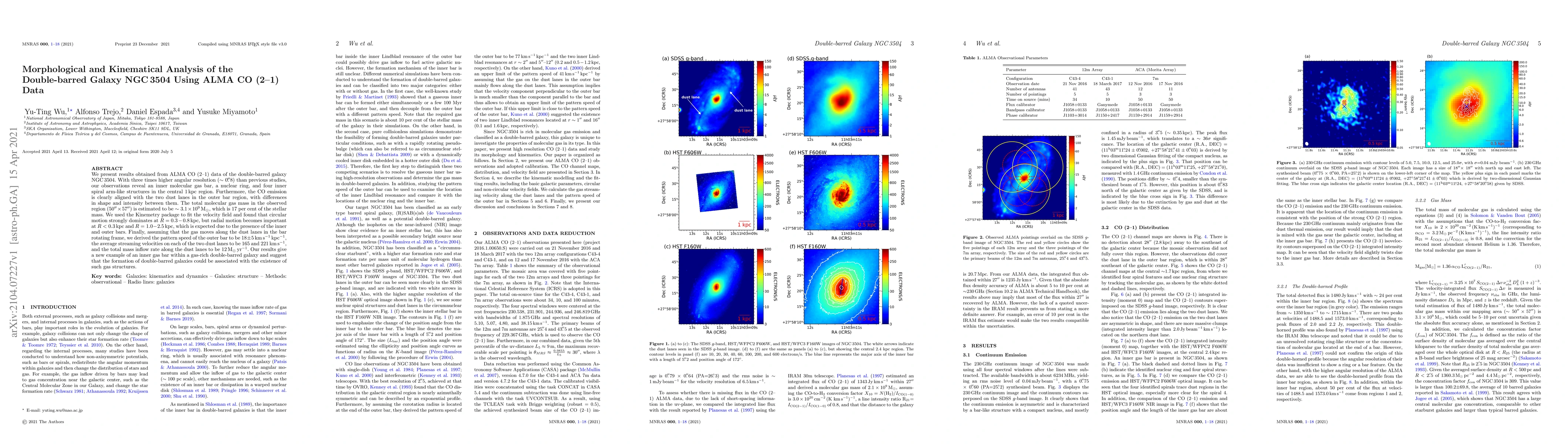 Thumbnail for Morphological and Kinematical Analysis of the Double-barred Galaxy NGC
  3504 Using ALMA CO (2-1) Data
