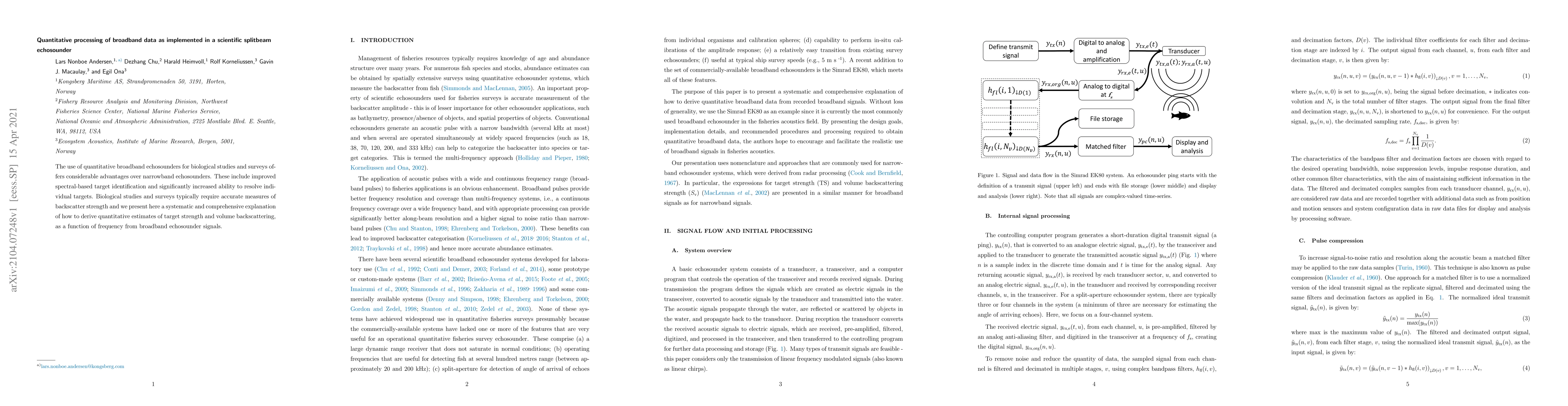 Thumbnail for Quantitative processing of broadband data as implemented in a scientific
  splitbeam echosounder