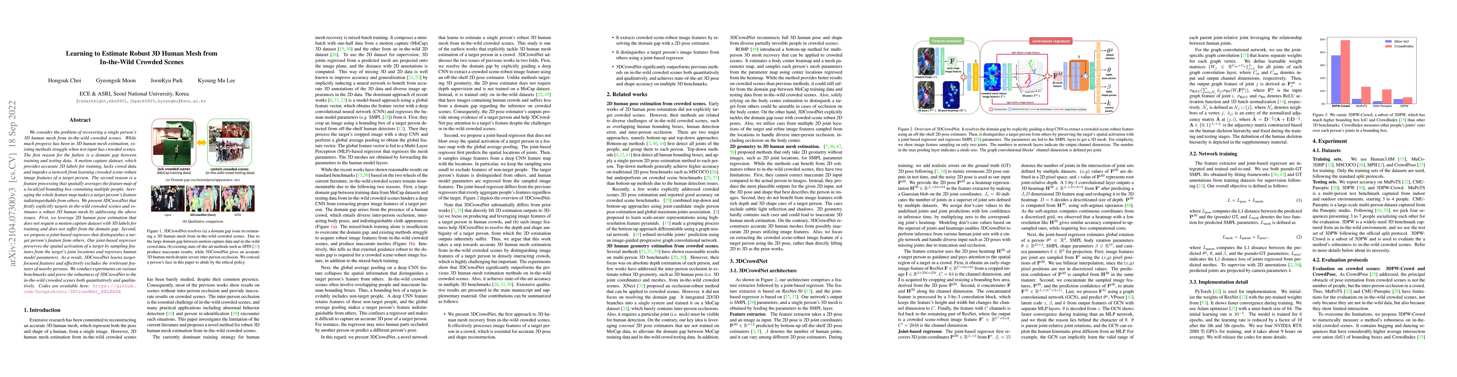 Thumbnail for Learning to Estimate Robust 3D Human Mesh from In-the-Wild Crowded
  Scenes