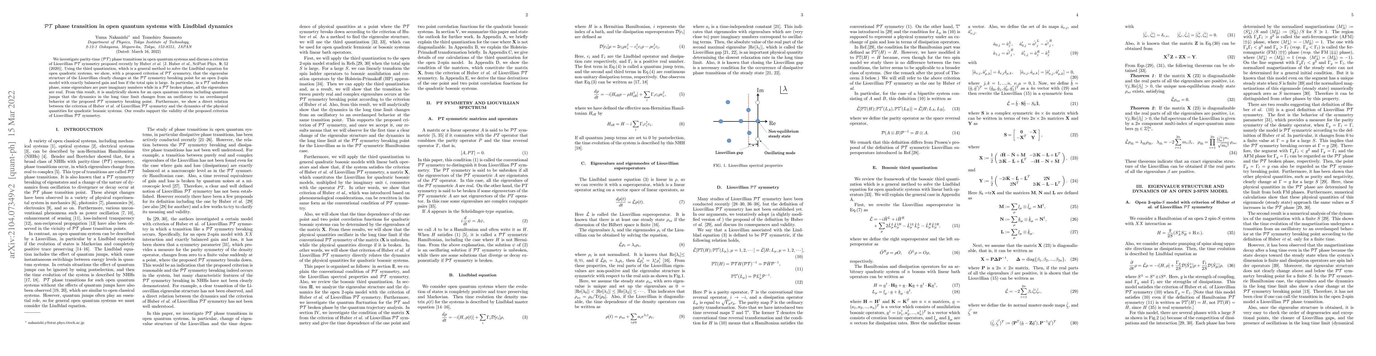 Thumbnail for $\mathcal{PT}$ phase transition in open quantum systems with Lindblad
  dynamics