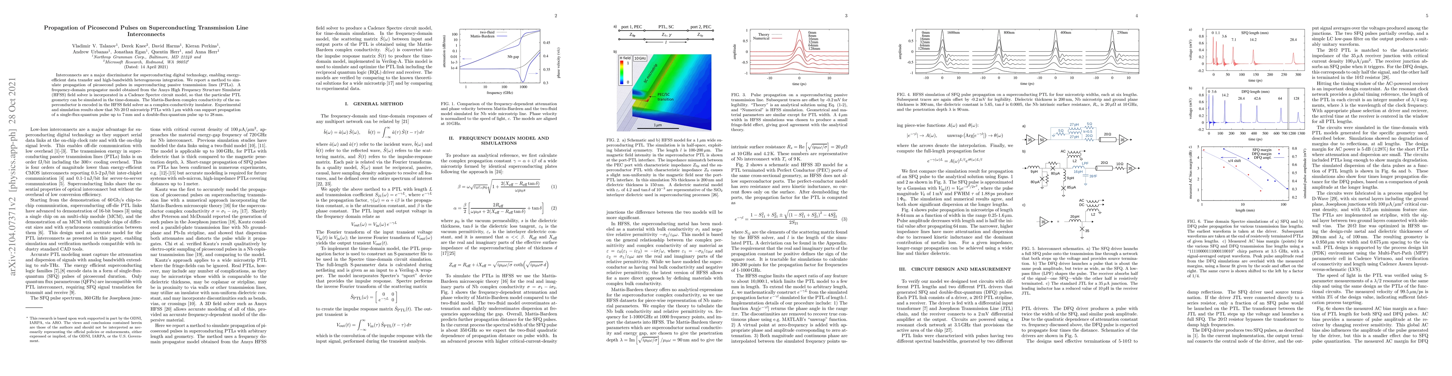 Thumbnail for Propagation of Picosecond Pulses on Superconducting Transmission Line
  Interconnects